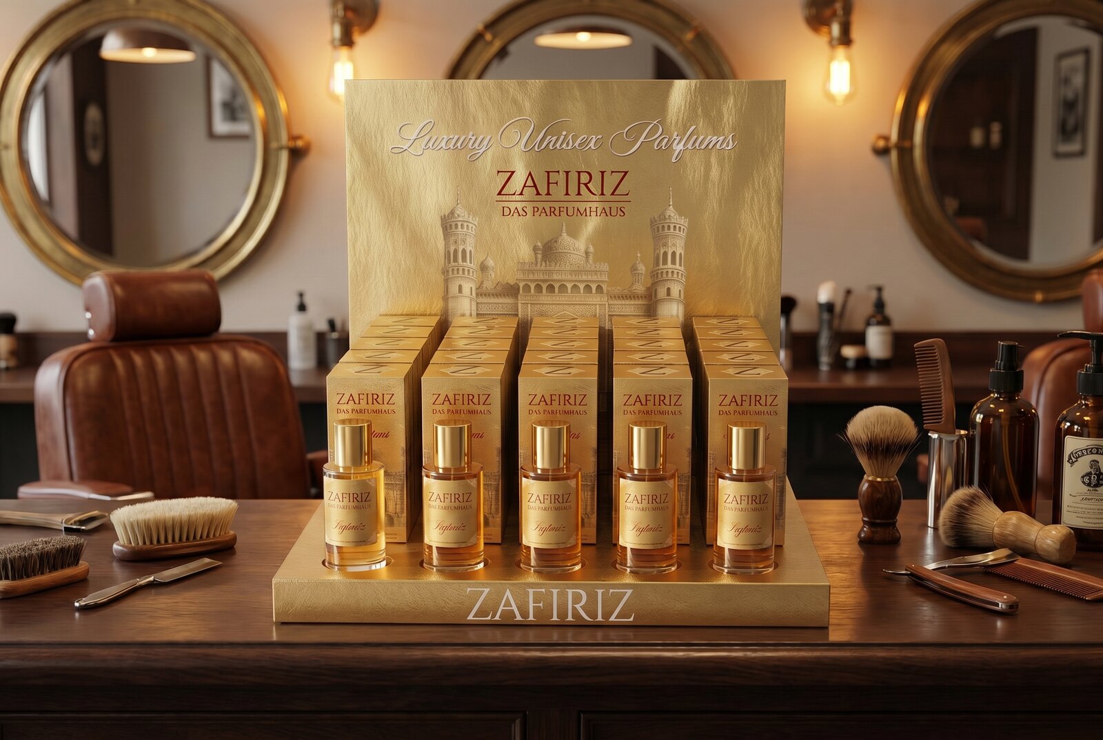 ZAFIRIZ Display-Stand im Barbershop